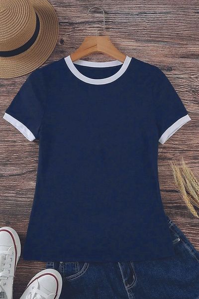 uyguntarz Marineblaues Unisex-T-Shirt aus gekämmtem Interlock