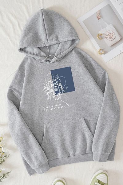 uyguntarz Φούτερ με στάμπα Unisex Minimal Line Drawing