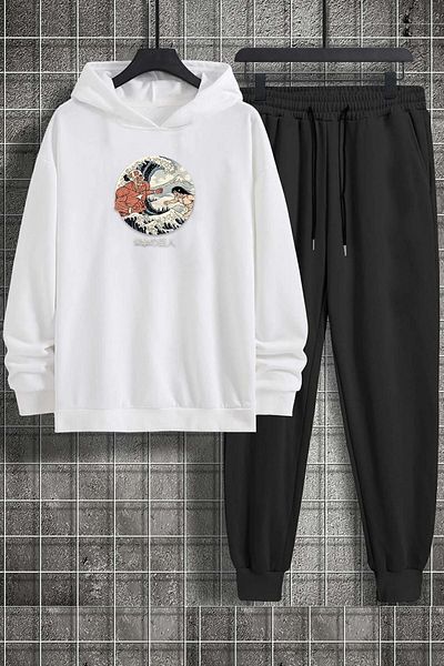 uyguntarz Unisex Kanagawa Oki Nami Ura bedrucktes Trainingsanzug-Set