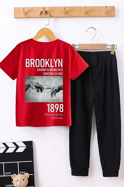 uyguntarz Children's 1898 Brooklyn Printed Bottom - Top Tracksuit Set