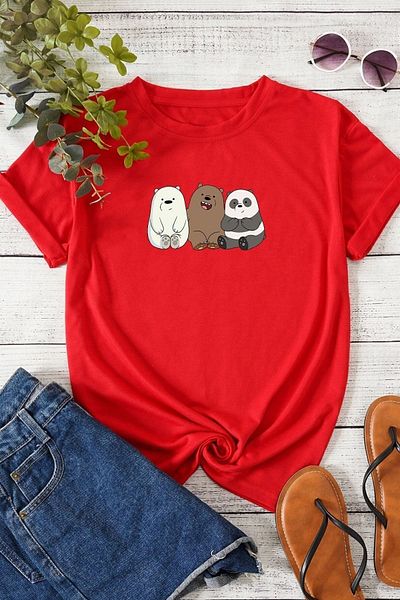 uyguntarz Unisex Weary Bears Design T-Shirt