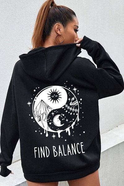 uyguntarz Унисекс суичър с дизайн Yin & Yang