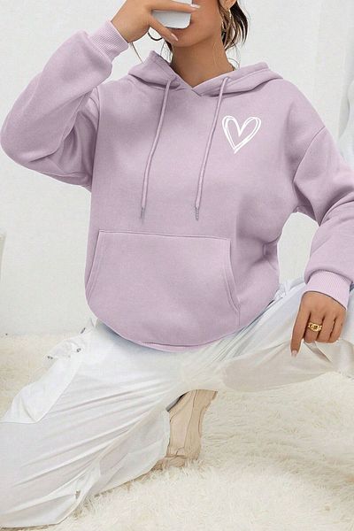 uyguntarz Unisex-Sweatshirt mit Herz-Aufdruck in Übergröße