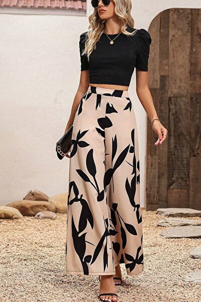 uyguntarz Γυναικείο υφαντό παντελόνι με μοτίβο χαλαρής κοπής