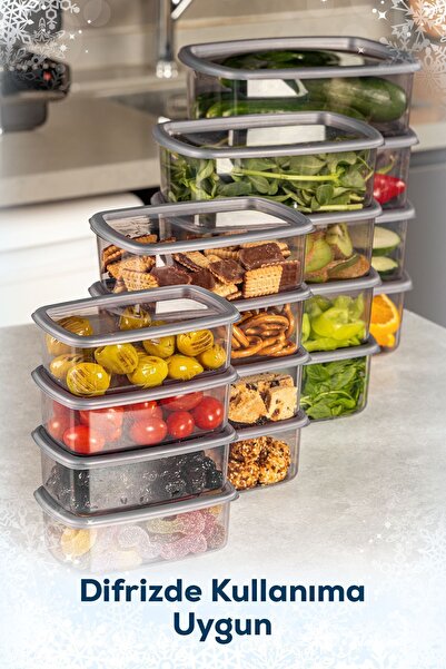 Vienev Anthracite 16-Piece Airtight Storage Set - 4X250-500-750-1200 ml