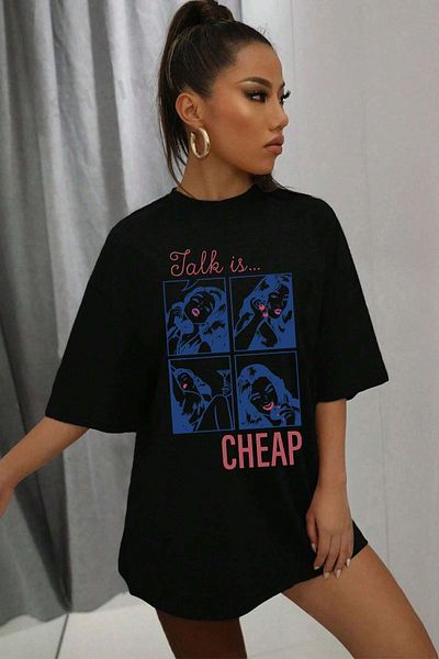 uyguntarz Το Unisex Talk είναι φθηνό μπλουζάκι με στάμπα oversize