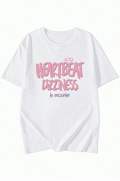 uyguntarz Übergroßes Unisex-T-Shirt mit Herzschlag-Aufdruck