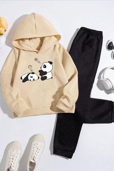 uyguntarz Gyermek Sleep Panda Nyomtatott tréningruha szett