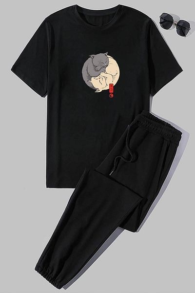 uyguntarz Σετ γυμναστικής 2 τεμαχίων Unisex Cat Printed
