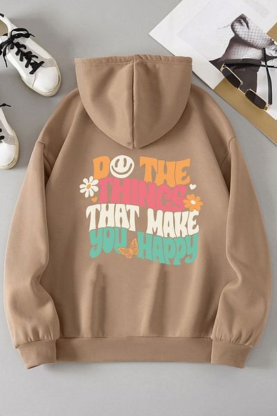 uyguntarz Unisex Oversize Κάνε τα πράγματα που σου κάνουν στάμπα φούτερ
