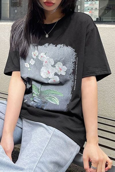uyguntarz Μπλουζάκι Unisex Orchid Printed Oversize