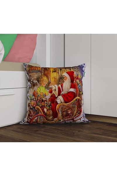 Sakallı New Year's Gift 3D Digital Printed Decorative Throw Pillow Cover