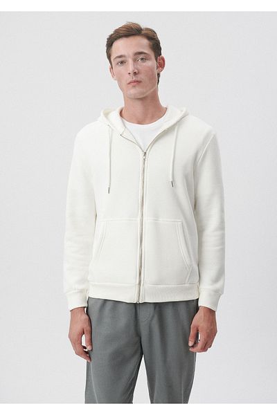 Mavi Hooded Zippered White Sweatshirt 0610061-70057