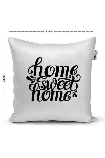 Sakallı Față de pernă decorativă imprimată 3d Home Sweet Home