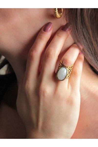 esha Natural Stone Moonstone Natural Stone Adjustable Ring