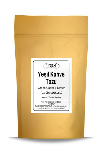 TOS The Organic Spices Green Coffee Bean - 100 Gr Powder (1St) Quality) Coffee Arabica / Green Coffee Powder