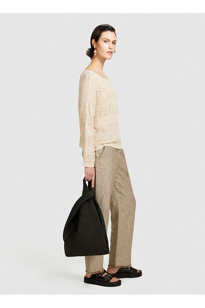 Sisley Pulover de damă bej cu decolteu largi - 106CM104U