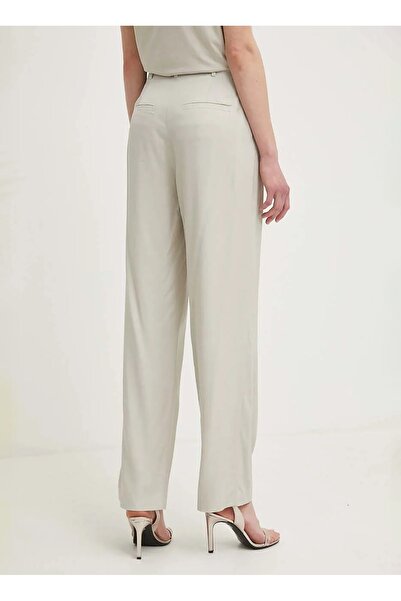 Sisley Ψηλόμεσο Φαρδύ Μπεζ Γυναικείο Παντελόνι 49NMLF057