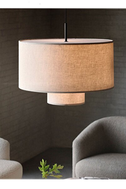 EvLight Mojalika Keten Çift Katlı Kumaş Sarkıt Avize