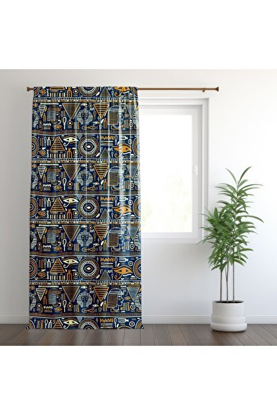 Bebemotto Etnik Semboller, Bohem Tarz, Haki, Yeşil, Fon Perde - 1 Kanat