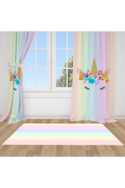 Bebemotto Neon Unicorn, Pembe, Sarı, Yeşil, Ithal Kumaş, Çocuk Odası, Genç Od...