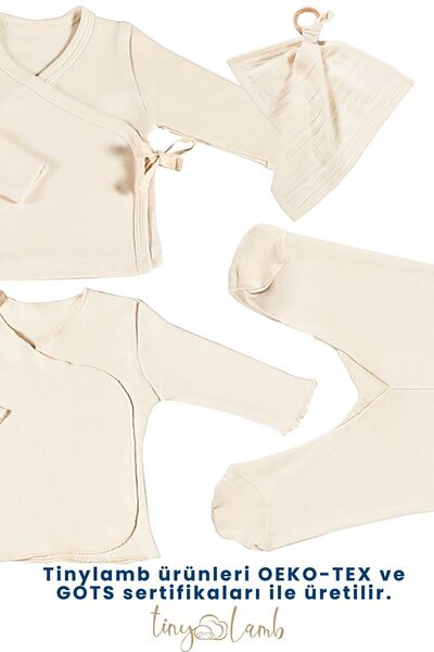 tinylamb Pure 11 Piece Hospital Discharge Set 100% Organic Cotton Raw Cotton Color Unisex Baby Hospital Discharge Set