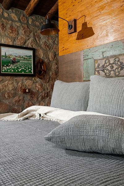 OTEXSA Cuvertură de pat/pică de muselină cu 4 straturi ecru antracit (200 X 220CM)