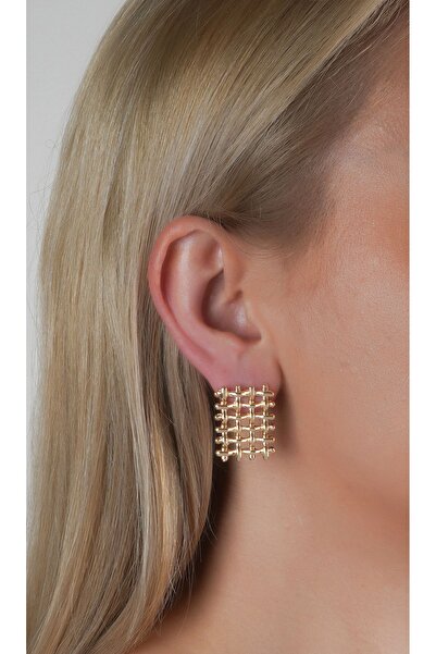 MRK Örgü Model Tasarım Kadın Altın Renk Küpe