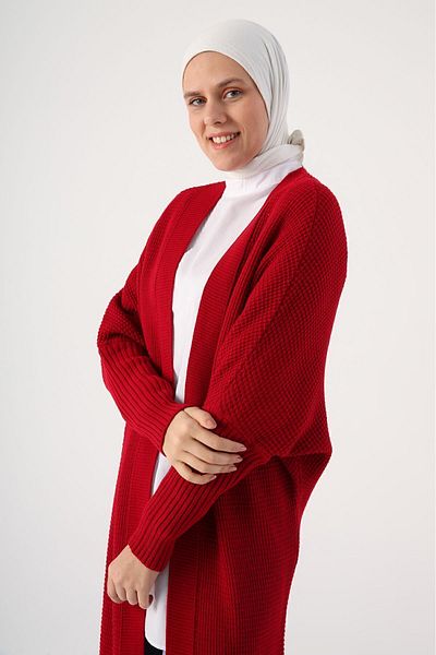 ALLDAY Red Open Front T-sleeve Knitwear Cardigan