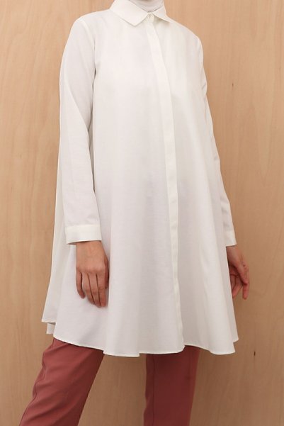 ALLDAY Ekru Basic Kloş Gömlek Tunik