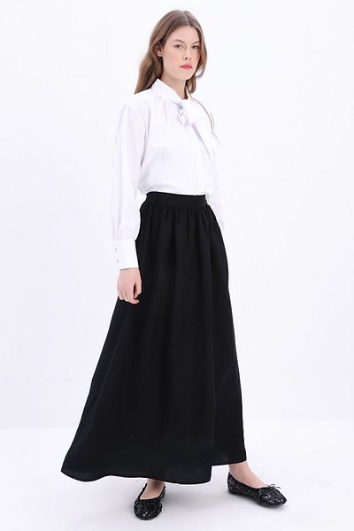 ALLDAY Linen Flared Skirt - Black