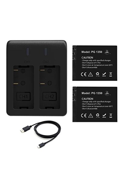 AKASO Brave 7 Aksiyon Kamera Bataryası 2 Batarya 2'li Şarj Adaptörü