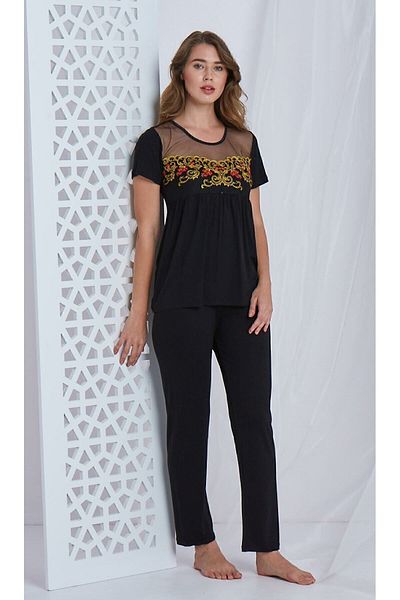 CAROLINE Set de pijamale cu mânecă scurtă din dantelă