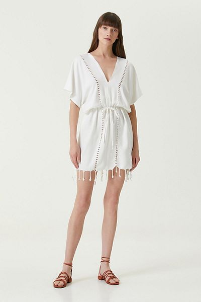 İrya Serene Short Beach Dress - Καφέ Διχτυωτό Ανοιχτό