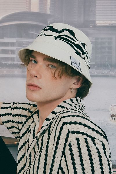 Nordbron Unisex White Nakıi Detailed Cotton Inner Lining Bucket Hat Basic Comfortable Anti-Sweat Wide Dropbark