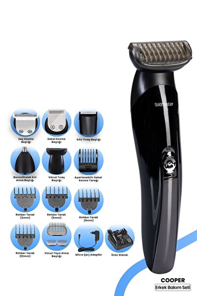 GOLDMASTER Cooper Saç Sakal Vücut Tıraş Makinesi 13 in 1 Erkek Bakım Seti