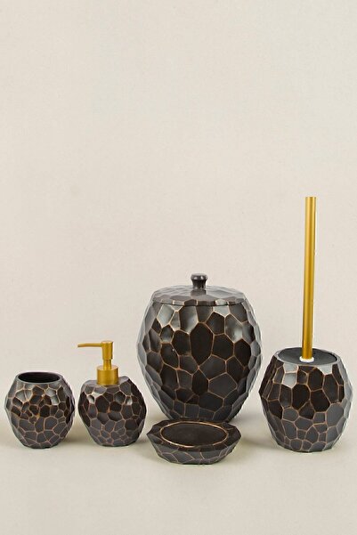 İrya Jayla 5 Parça Banyo Seti Koyu Kahverengi