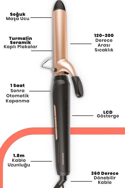 GOLDMASTER Procurly Ceramic Plate 360 Degree Rotatable Cable Hair Styling Tongs