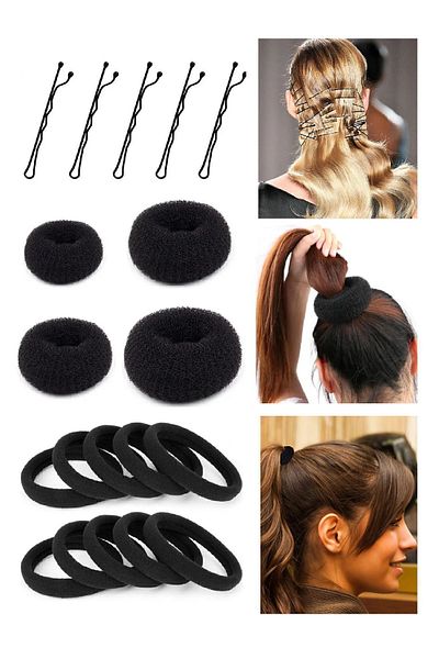 Güncel Vitrin 4 knob buckles & 10 rubber buckles & 20 bobby pin sets