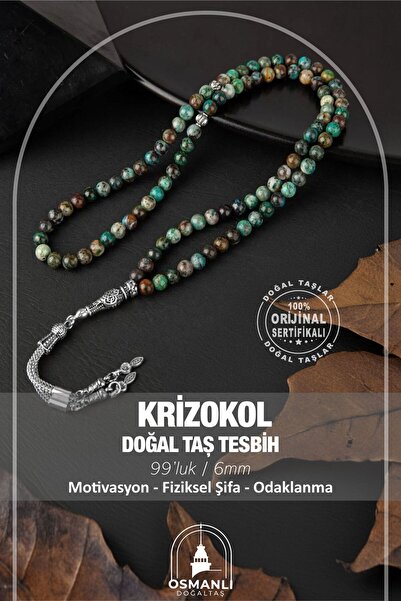 OSMANLI DOĞAL TAŞ Chrysocolla Natural Stone Rosary 99Pcs - 6mm