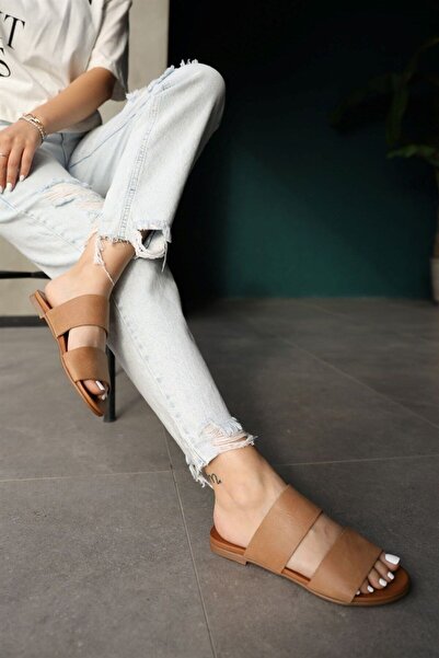 NILUFARR Mila Camel Жіночі тапочки з натуральної шкіри