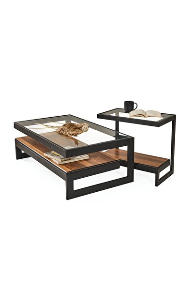 CaddeYıldız İroni Orta Sehpa Seti - Siyah