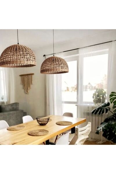 afralya home Hasır Bohem Sarkıt Avize Rattan Avize Bambu Hasır Avize Salon Mutfak Özel Üretim Avize(DUY DAHİL)