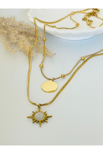 Çelik Ay ve güneş Çelik kolye