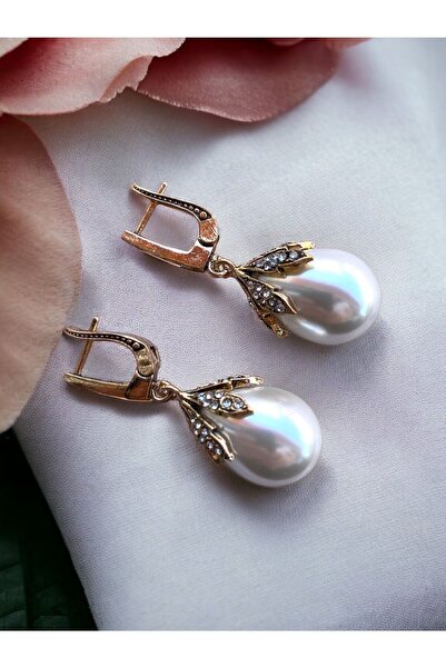 FAYRA ACCESSORIES Zirkon Taşlı Mayorka İnci Küpe