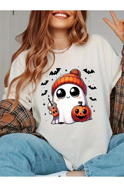 WOODROFFE Γυναικείο μπλουζάκι με θέμα το Halloween Halloween Crew Neck Oversize Casual Boyfirend Μαύρο T-shirt
