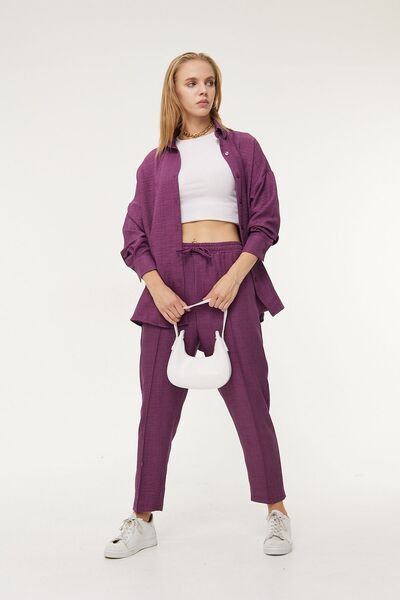 SIMO CLUB KADIN SOFYA KETEN GÖMLEK PANTOLON TAKIM