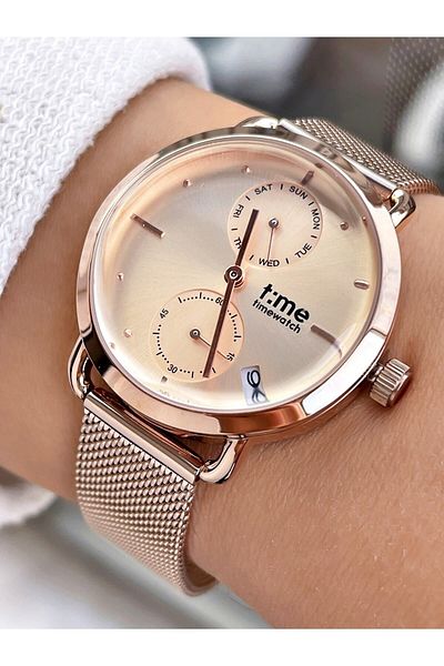 Timewatch Wicker Plain Women's Wristwatch - Rose Color, Functions Active, Tw.215.4Rrr