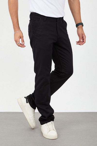 IMPOSING JNS Men's Dark Blue 5 Pocket Wide Fit Cotton Regular Fit Classic Pants
