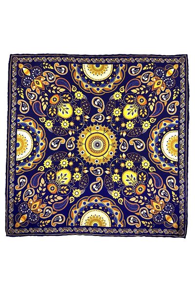Kravatkolik Navy Blue Motif Pattern Men's Pocket Handkerchief SPS625-107